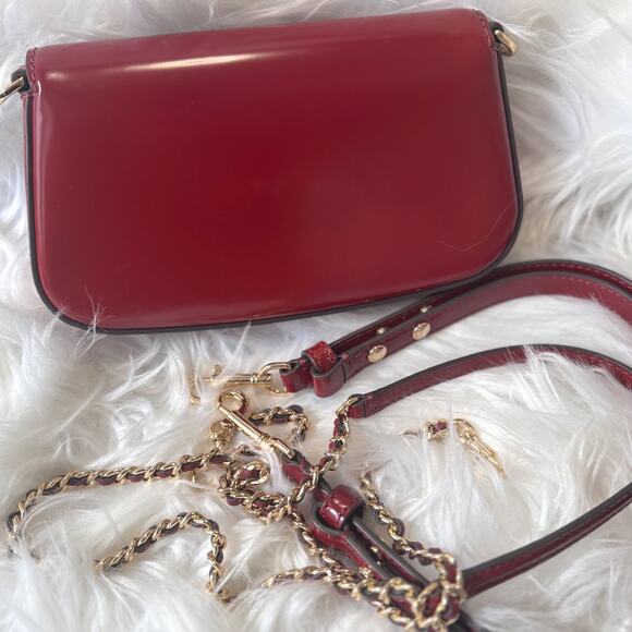 NEW $575 Tory Burch Britten Crossbody Shoulder Convertible Clutch Leather Red - Picture 5 of 7